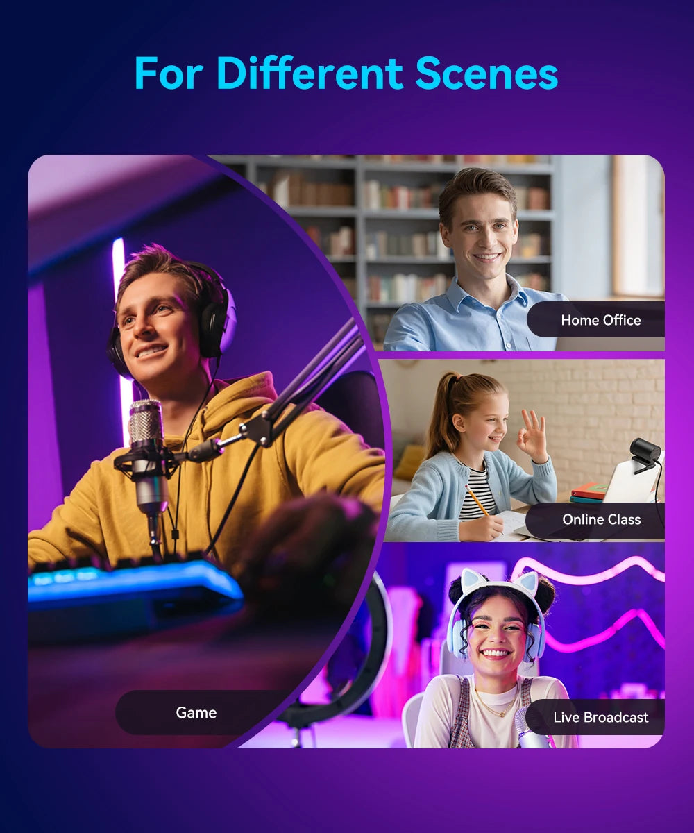 EMEET S600 4K Otomatik Odaklama ve Çift Mikrofonlu Yayın Web Kamerası