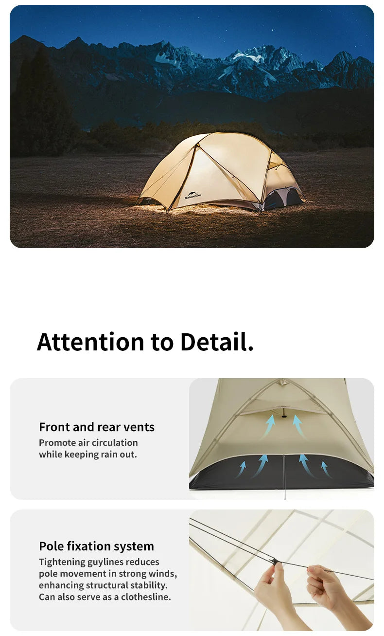 Ultralight 2-Person Waterproof Trekking Tent 20D Nylon 1.8kg