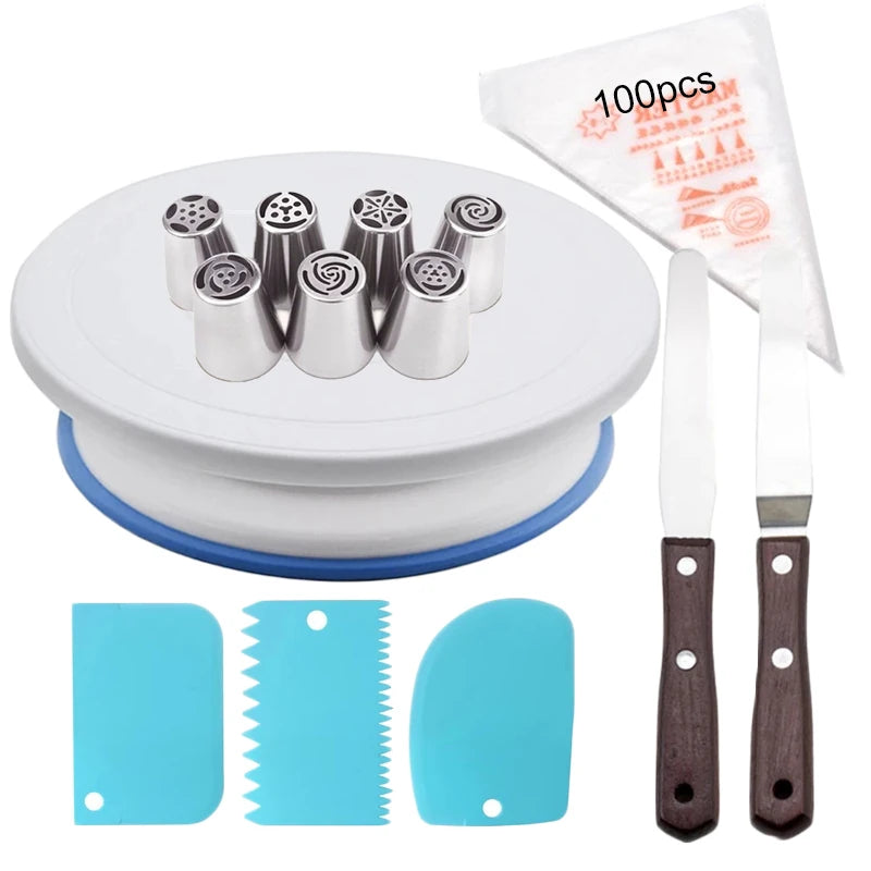Cake Decorating Turntable Kit and Spatula Options