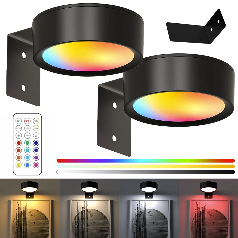 Lampă LED magnetică pentru tablouri, cu baterii și telecomandă