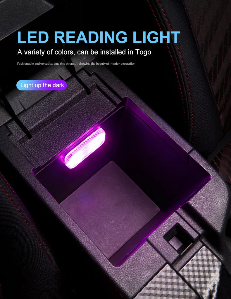 LED Touch Light Mini Wireless Car Interior Lighting Auto Roof Ceiling Reading Lamp for Trunk Storage Box USB Charging