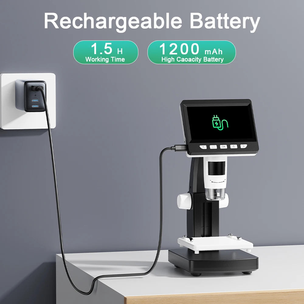 1000X 4.3" LCD Digital Microscope 1080P Coin Microscopio 8 LED Lights USB Magnifier Soldering Repair Video Microscope for Coin