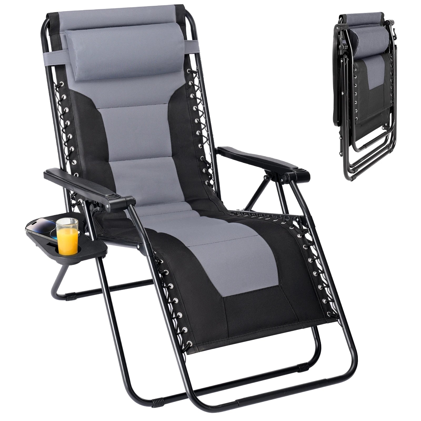 Oversized Zero Gravity Reclining Chair with Cushion & Cup Holder