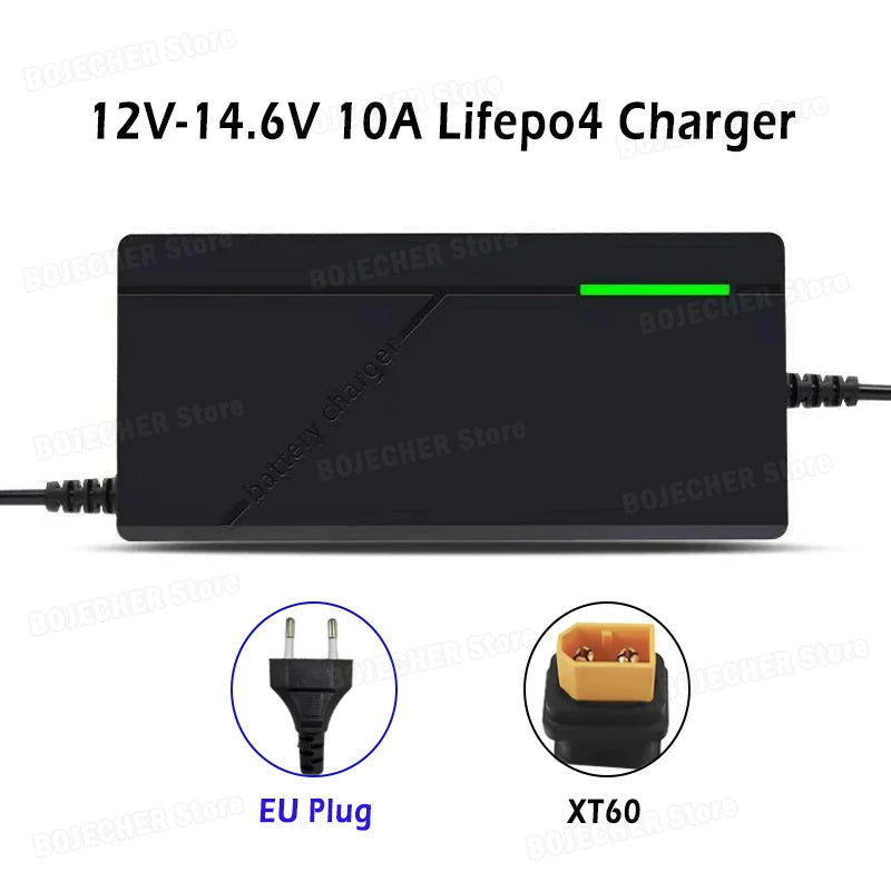12V 10A Smart Lifepo4 Battery Charger AC110-240V 14.6V 4S 10A High Power Charger For 12.8V Lithium Iron phosphate Battery Pack