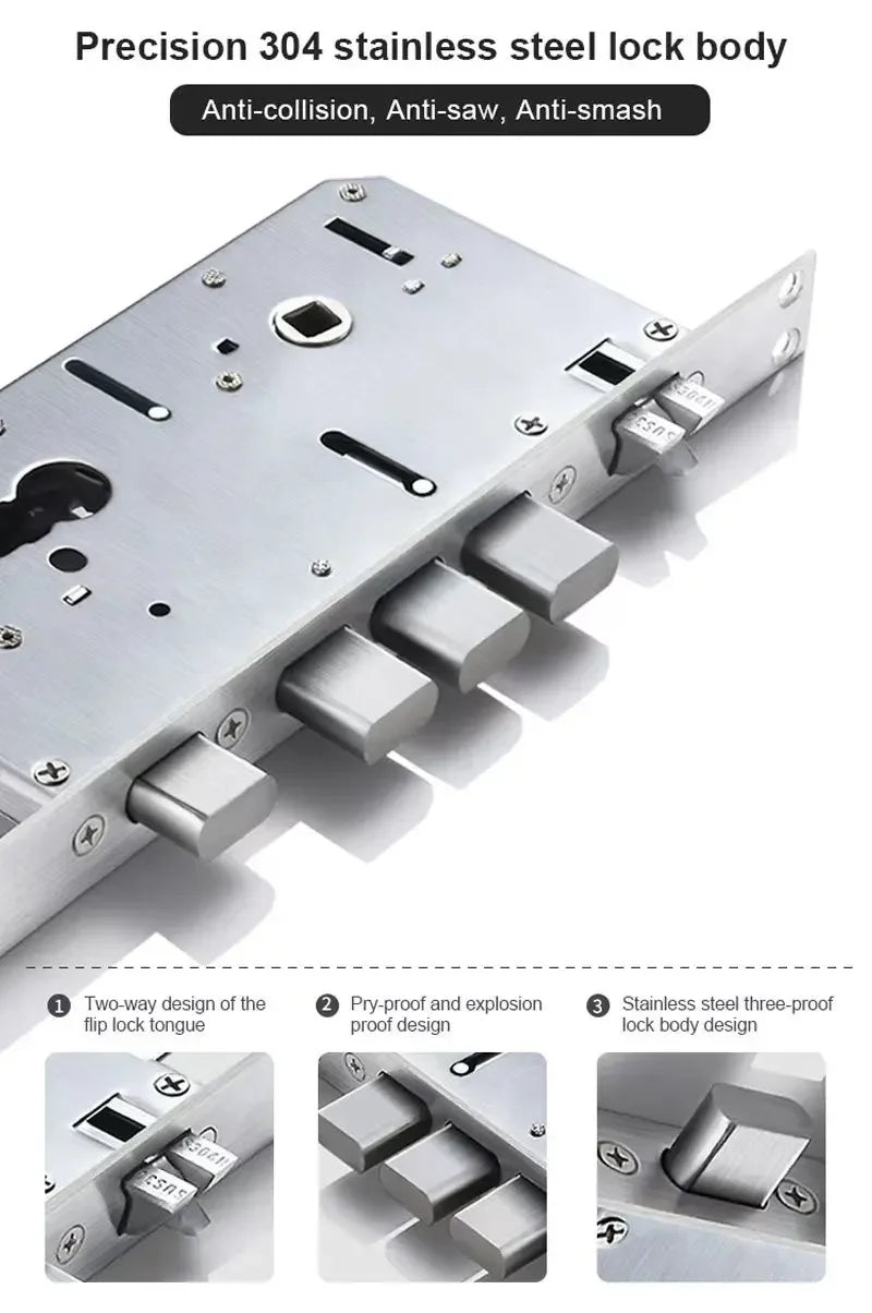Realhelp K49 Smart Door Lock 6068 Mortise Fingerprint Door Lock PIN Code RFID Card Keyless Entry Electronic Lock 4200mAh Rechargeable Battery Standalone Security for Home Apartment Office EU Warehouse