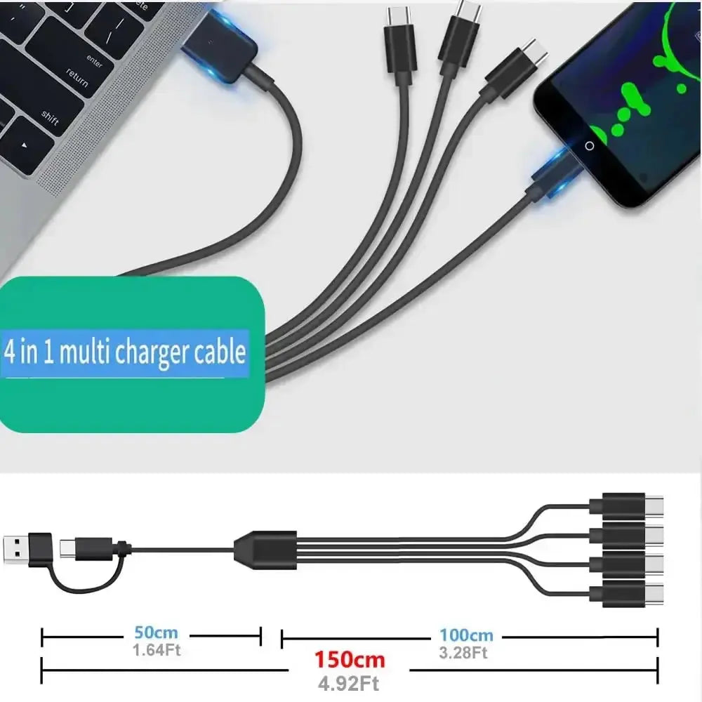 Vierfach-USB-C-Ladeverteilerkabel