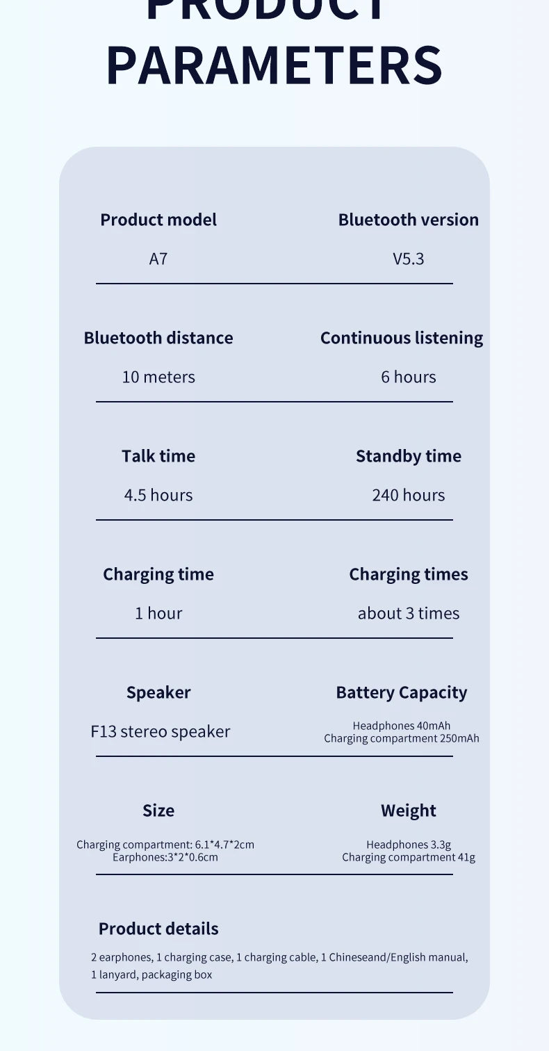 A7PRO Bluetooth Earbuds with Touch Controls & Charging Case