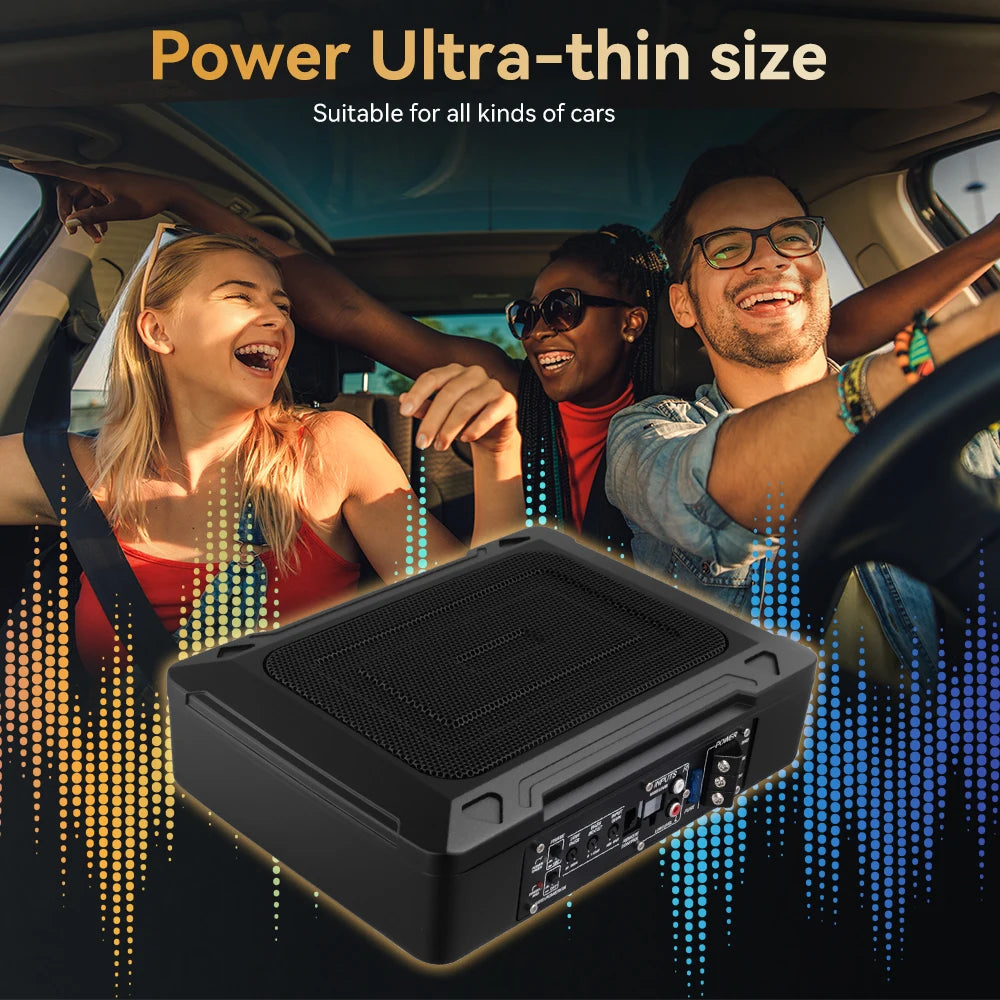 Podofo 1000W Ultra Slim Car Subwoofer Car Active Subwoofer Compact Under Seat Car Bass Audio Car Stereo Amplifier Speaker