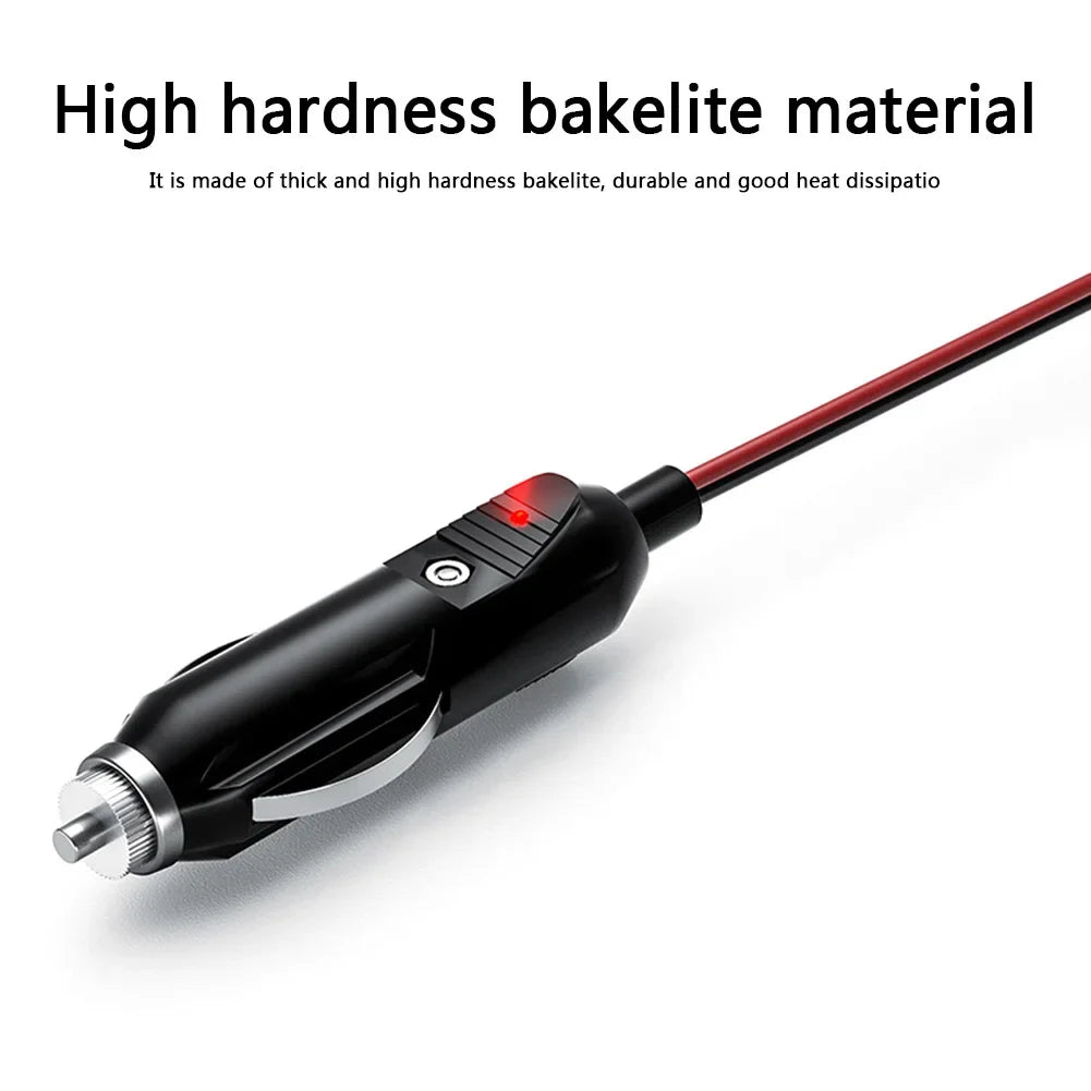 12V 24V Car Universal Cigarette Lighter Plug 20A Fused Male Connector with Wire High Temperature Resistance with Indicator Light