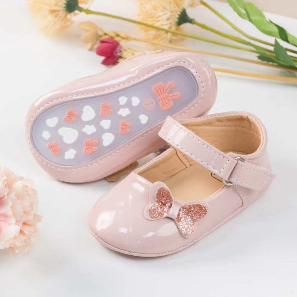 Newborn Baby Non‑Slip PU Walking Shoes with Soft Rubber Bottom