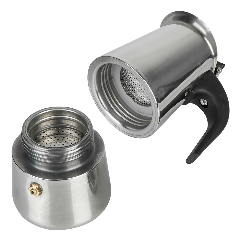 Stainless Steel Moka Pot for Stovetop Espresso, 2 to 9 Cups