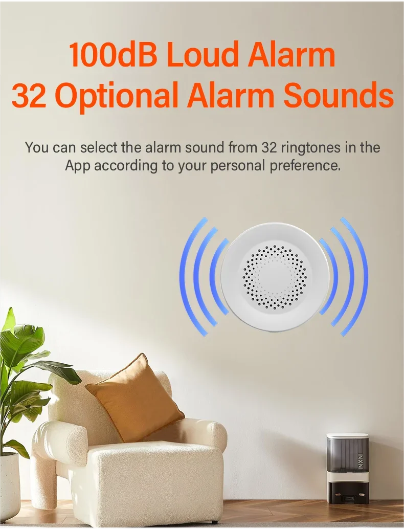 Tuya Zigbee Siren Alarm For Smart Home Security 100db Speaker Works With Alexa Yandex Alice Require Tuya Zigbee Hub.