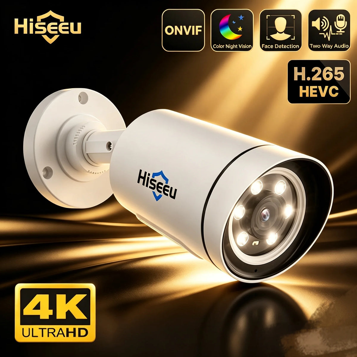 4K PoE IP Security Camera with Audio and Night Vision