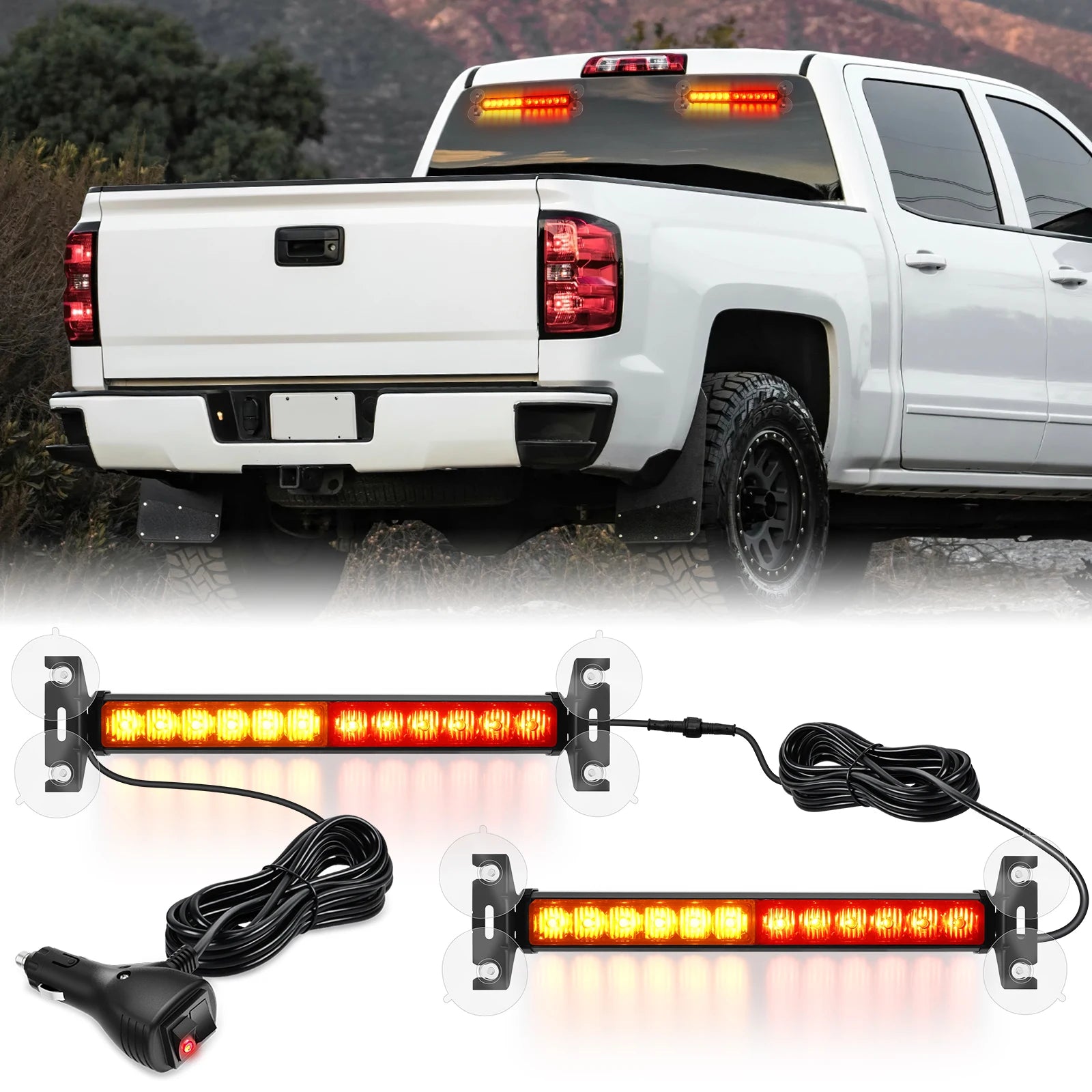 Nilight Automotive Strobe Traffic Advisor Light Bar 2-1 Dash Warning Safety Flashing Light Front/Rear Off-Road Truck Accessories