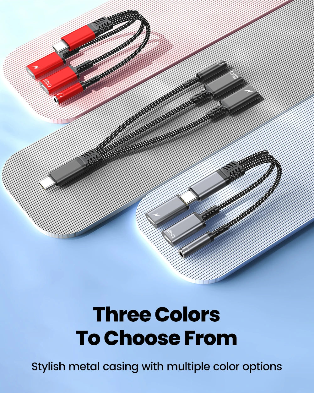 محول صوت وشحن USB-C ثلاثة في واحد