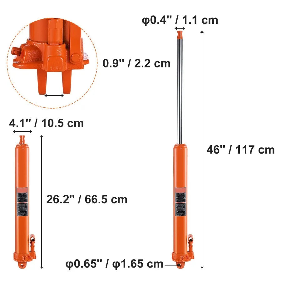 Hydraulic Long Ram Jack 3 Ton with Single Piston Pump and Clevis Base