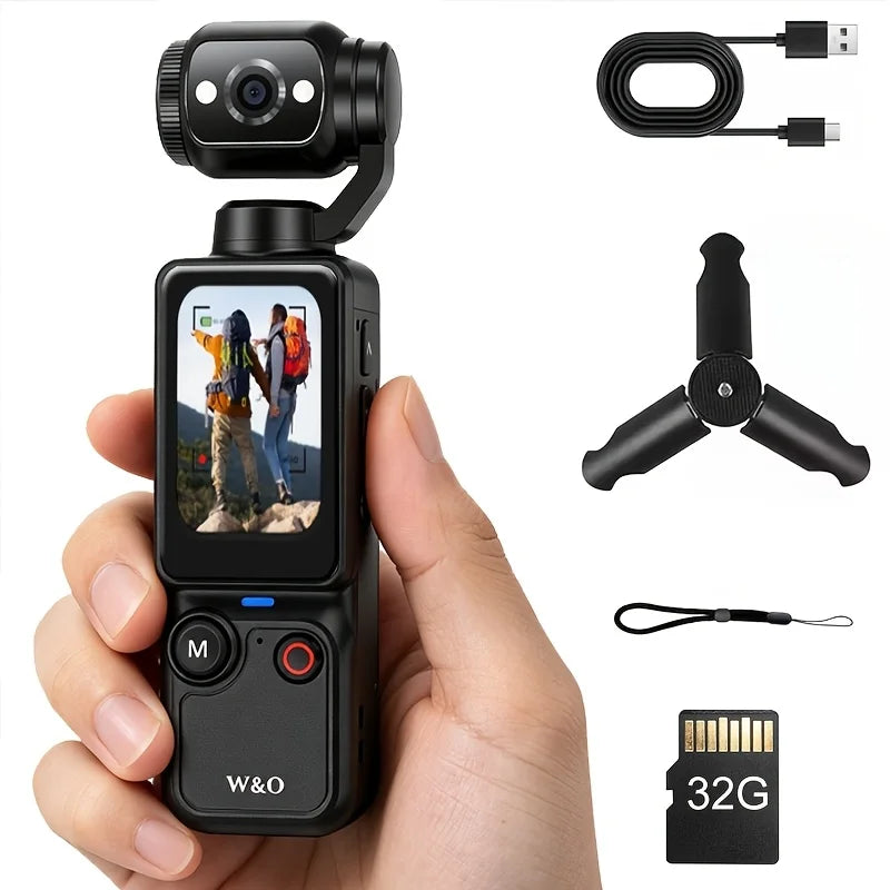 4K Pocket Sports Camcorder with 32GB Card, Tripod and 7-Hour Battery