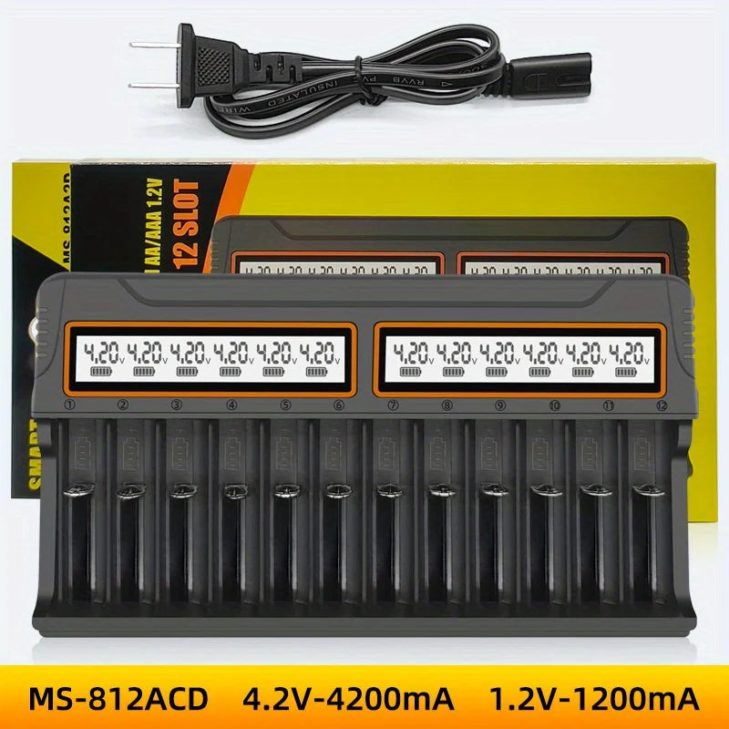 Universele batterijoplader met LCD voor 18650 AA AAA 12 sleuven