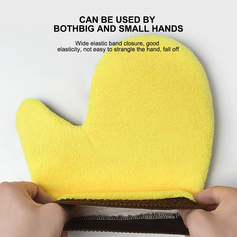 SEAMETAL Microfiber Car Washing Glove Double-Faced Thickened Coral Fleece Cleaning Brush Gloves Car Detailing Cleaner Care Tool