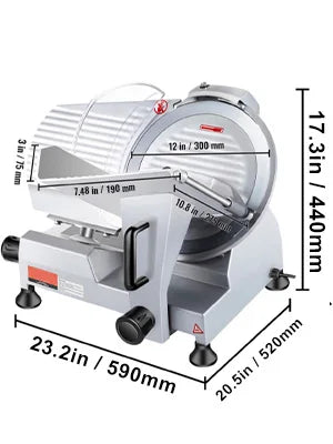 Trancheuse électrique à viande avec épaisseur réglable, lame de 8 pouces, 200W–340W