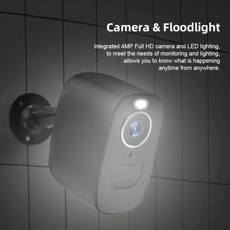 LCLCTEK 4G LTE SIM Card 4MP Battery Powered CCTV Camera PIR Detection Outdoor IP66 Wireless Security Surveillance Camera