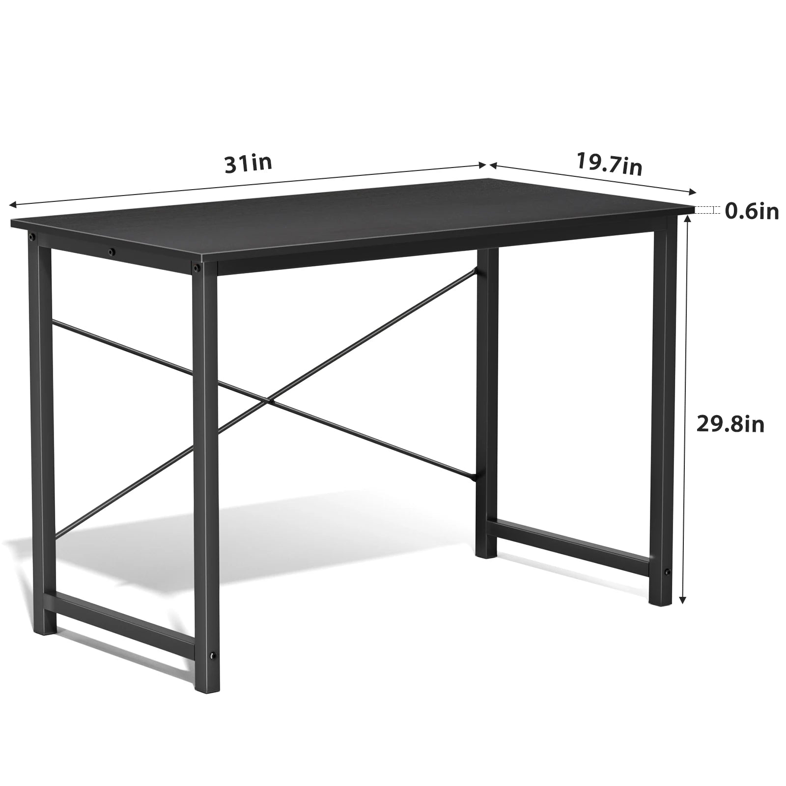 Modern Compact Computer Desk with Metal Frame & Wood Top