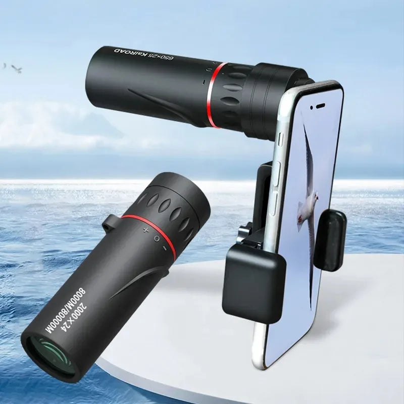Telescópio monocular 2000x24, portátil, telemóvel com suporte, atividades ao ar livre como acampamento, caça e observação de aves