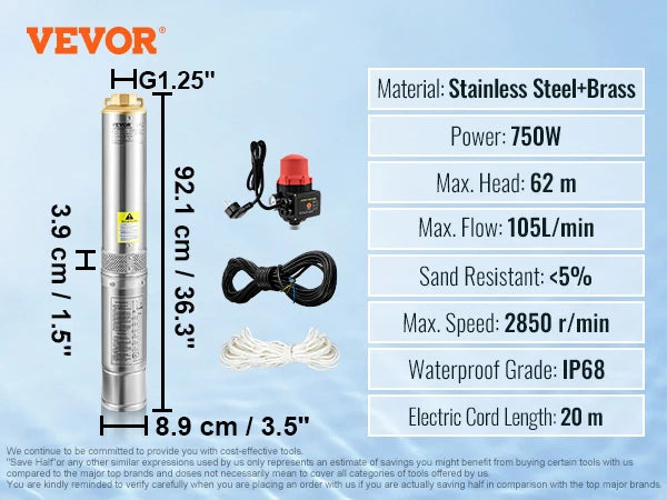 Deep Well Submersible Pump Stainless Steel High Head