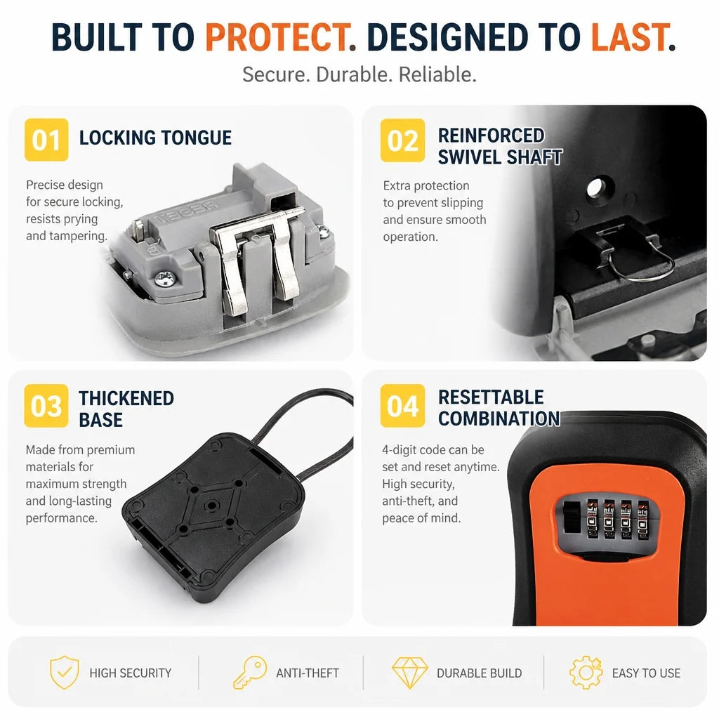 Four-Digit Key Lock Box with Removable Hanger