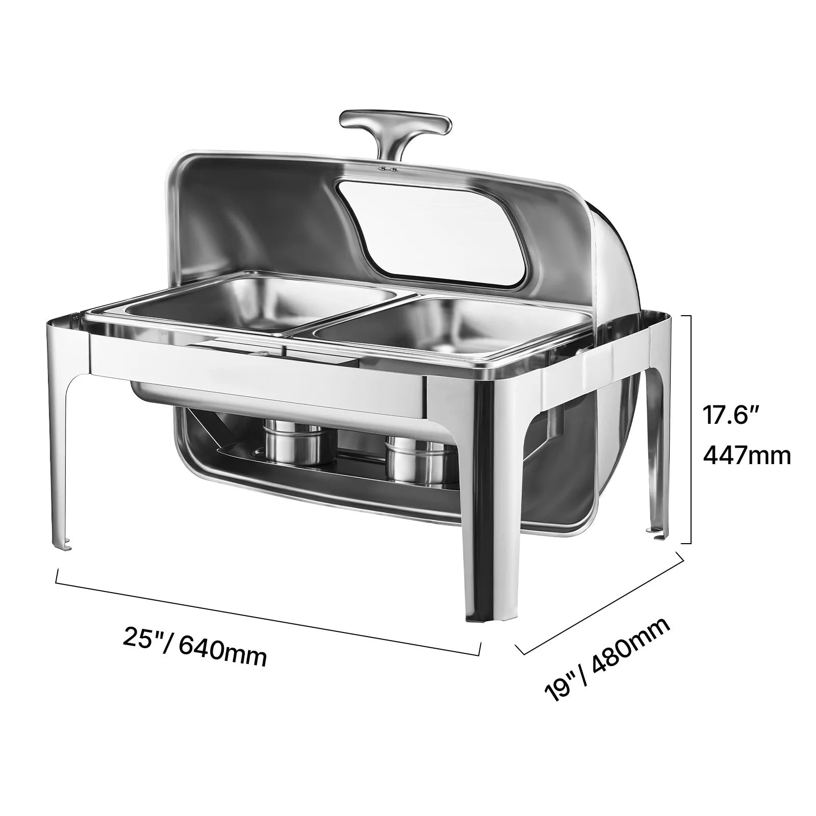 9Qt Roll Top Chafing Dish Set Stainless Steel Buffet Server