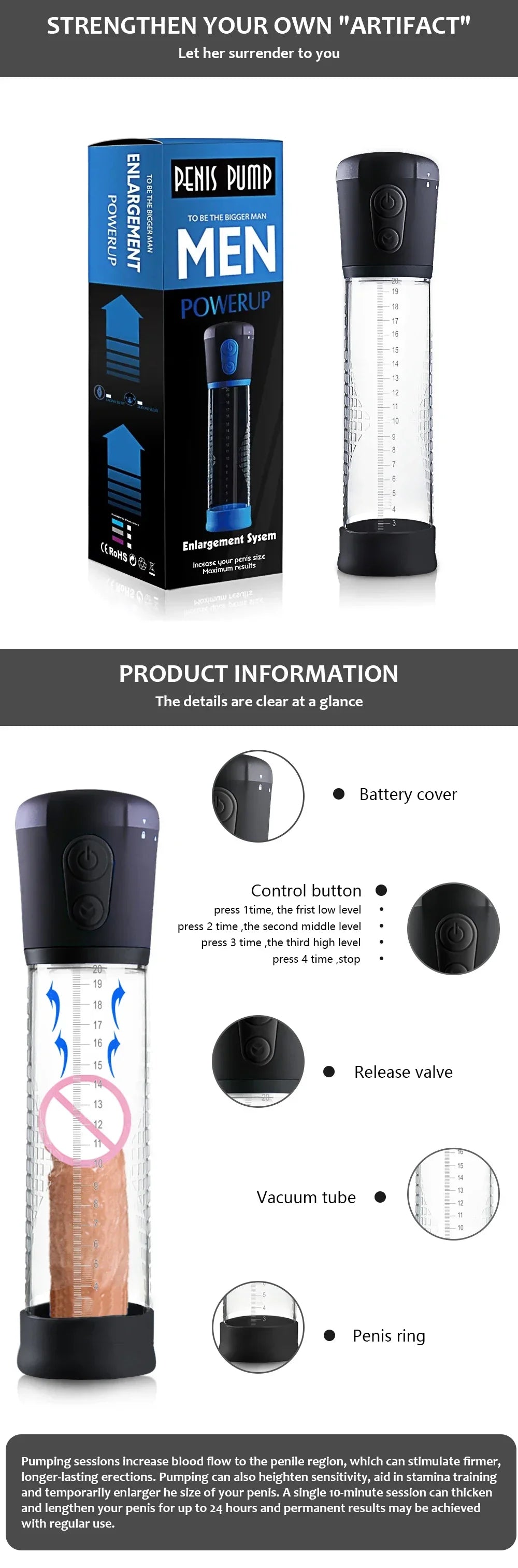 Elektrikli Penis Pompası Penis Büyütücü Vakum Pompası Erkekler için Seks Oyuncakları Penil Büyütücü Antrenör Yetişkin Erkek Mastürbatörü Penis Büyütme
