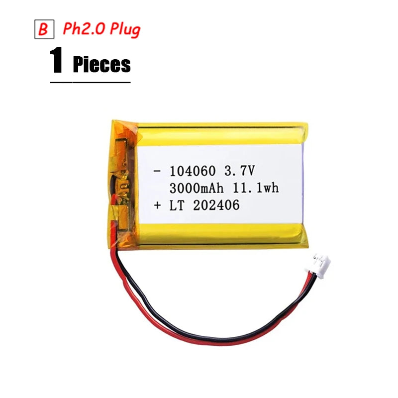 3.7V Lipo Battery Ph2.0 Plug Rechargeable Lithium Battery 3.7V For PS4 Humidifiers GPS Navigation Bluetooth Speaker MP3 MP4