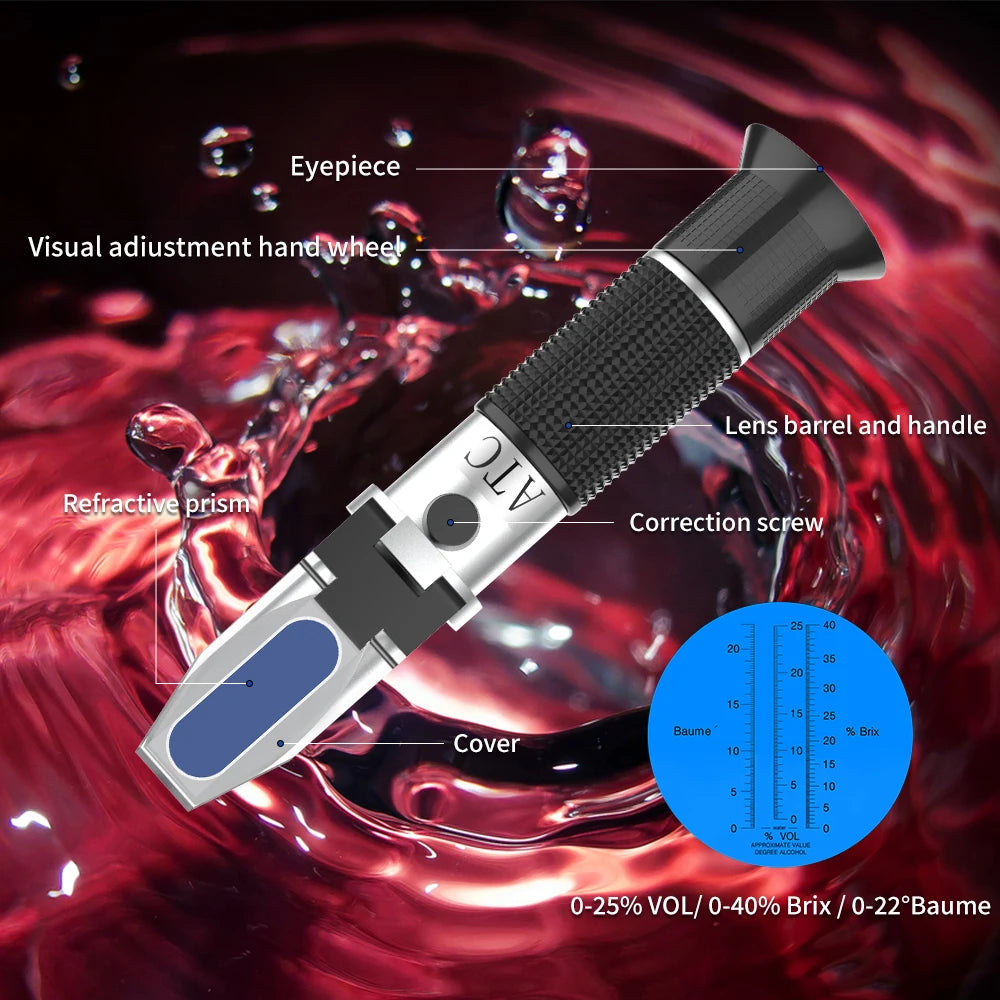 Hand-Held Wine Refractometer and Digital pH Meter, Brix and Baumé
