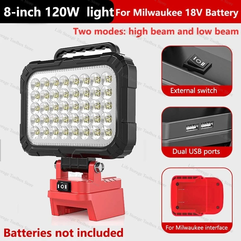 Cordless LED Work Light with USB Port, 3- to 8-Inch Options