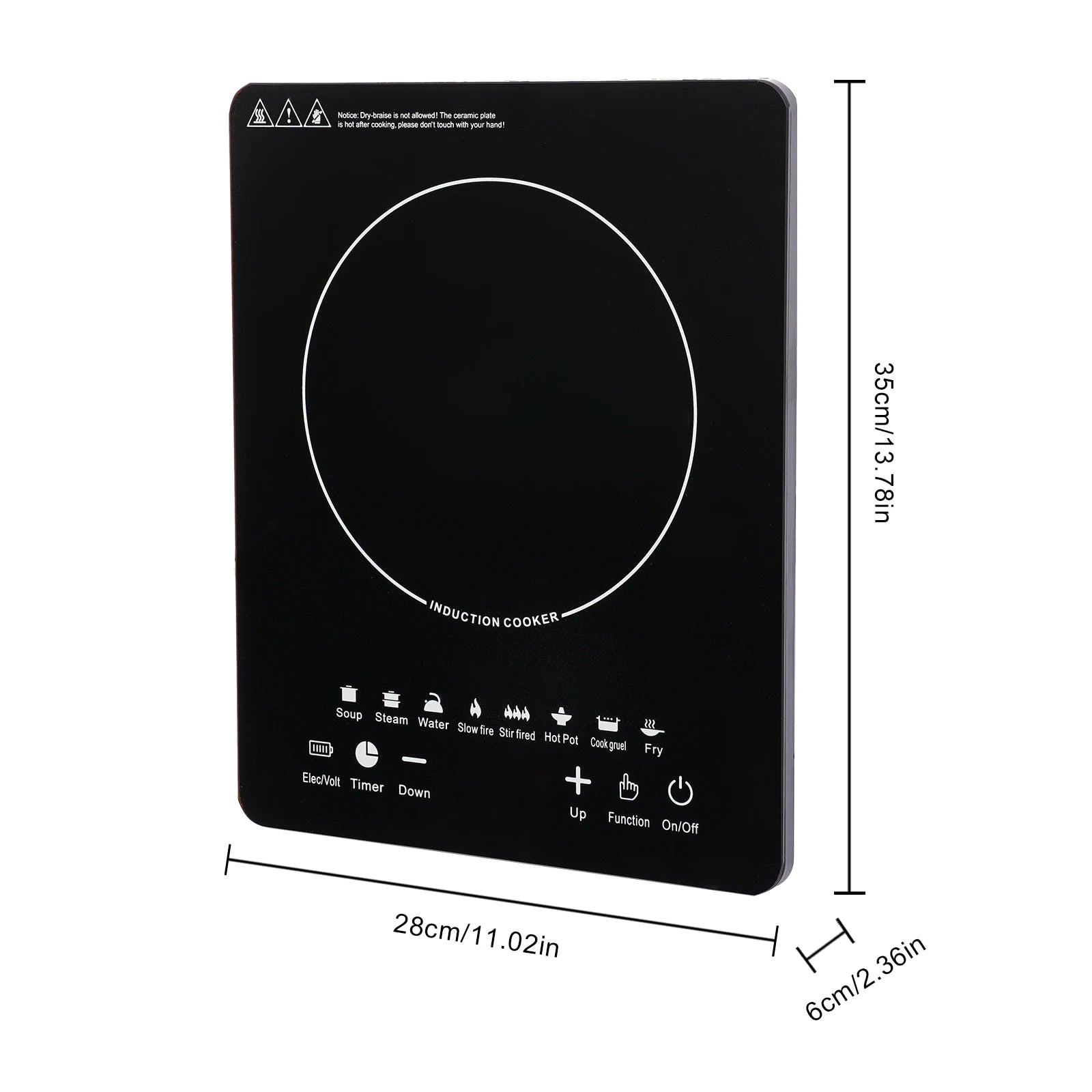 8-Level Induction Cooktop with Timer, 750W Countertop Stove