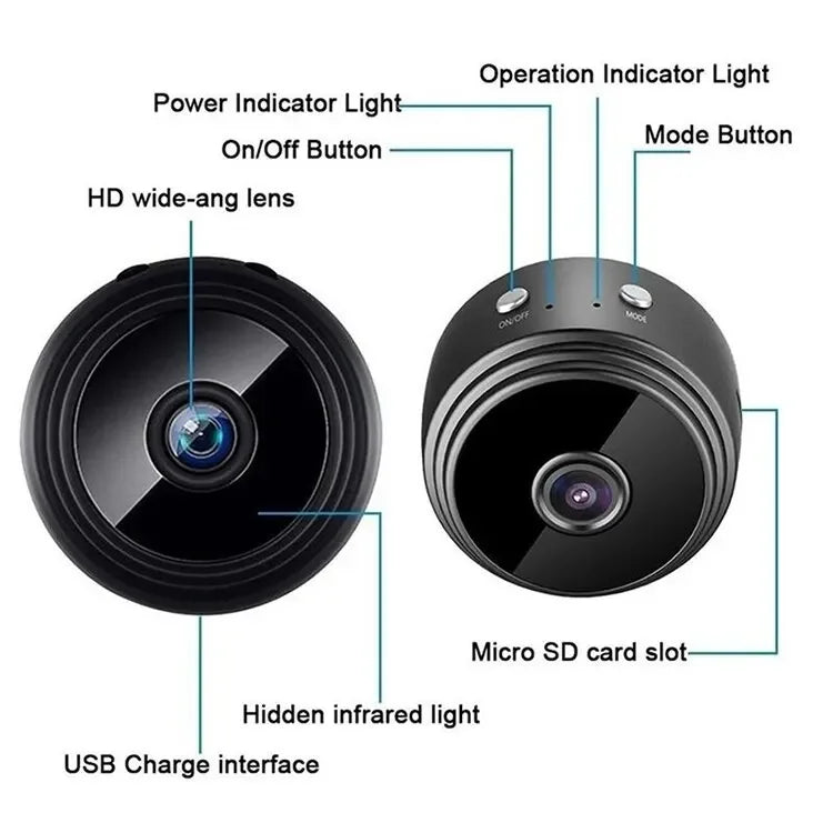 Mini WiFi bezpečnostná kamera A9 s diaľkovým monitorovaním cez aplikáciu