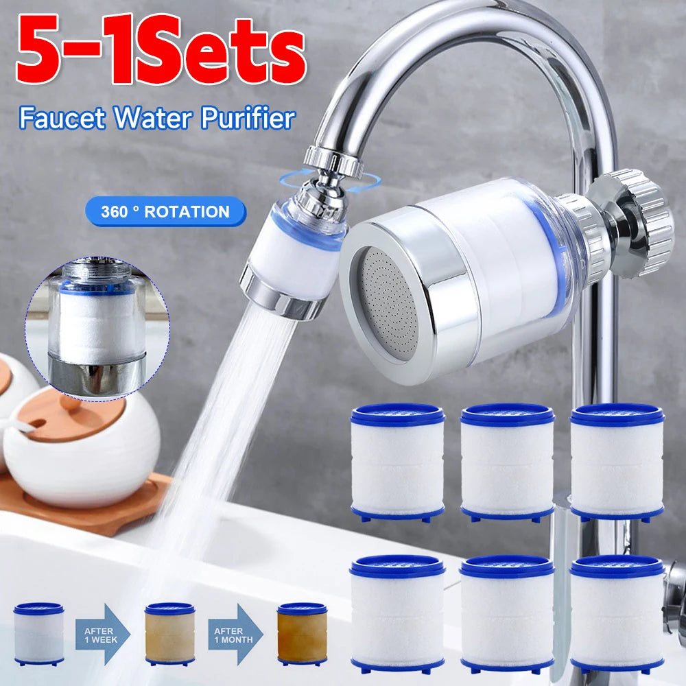 Filtro de agua para grifo con cabezal giratorio 360° para agua del grifo más limpia