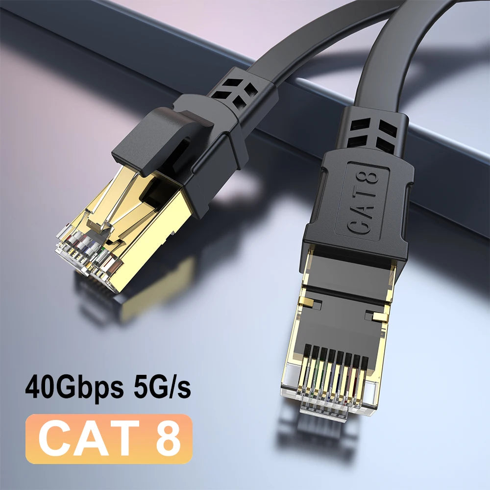 Flat Cat8 RJ45 Ethernet Cable - Length Options