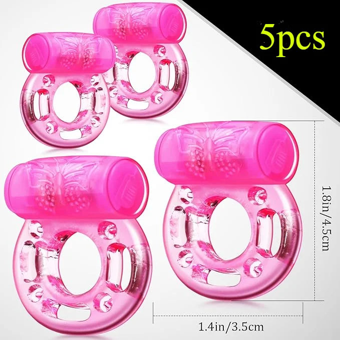 Vibrating Silicone Cock Ring with Clitoral Stimulator (10 Pack)