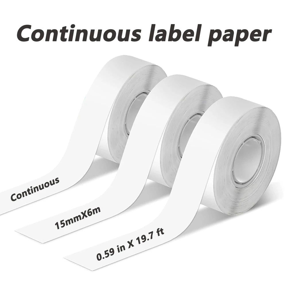 15 mm Continuous Label Rolls, 6 m, Pack of Three