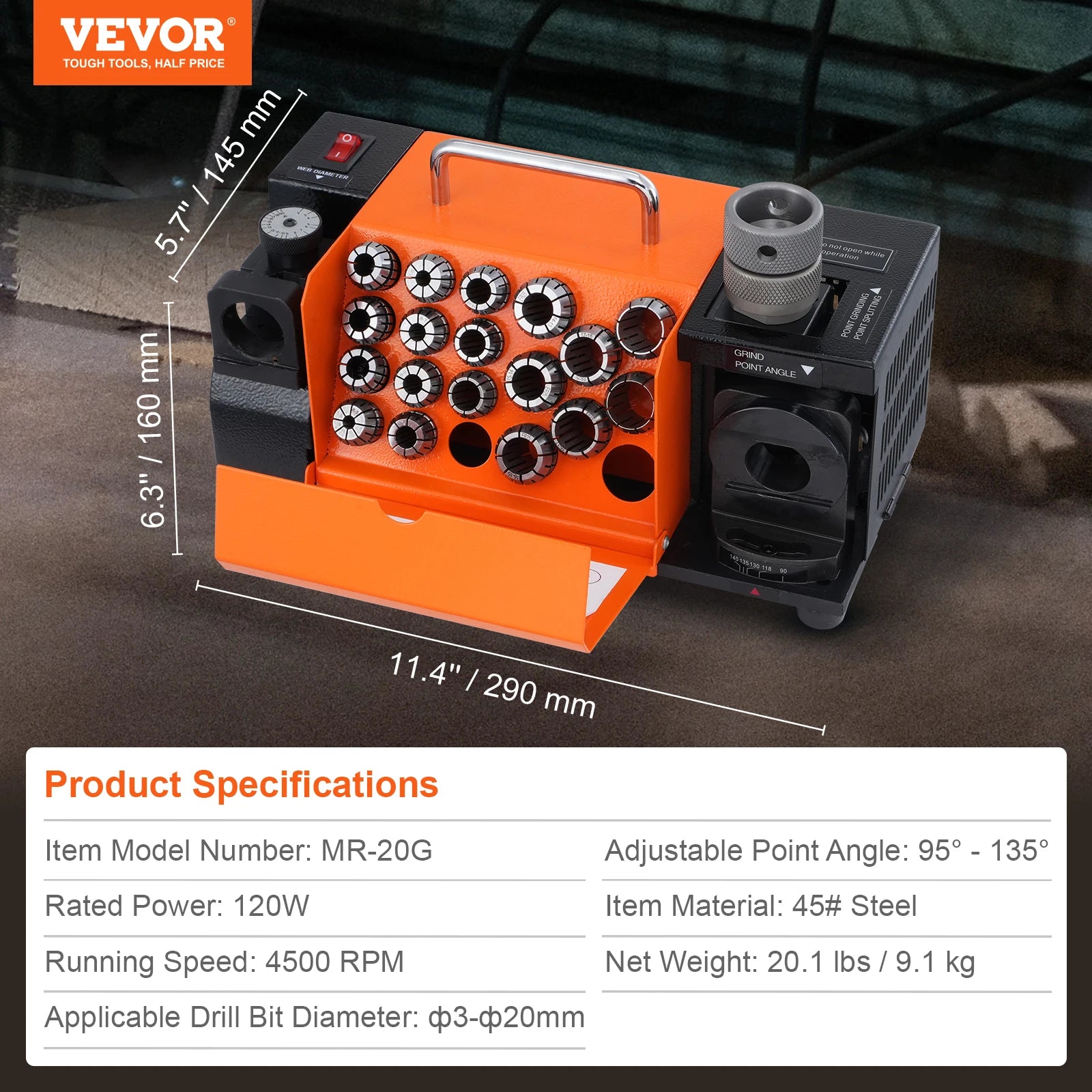 Affûteur de forets SucceBuy 3-13mm, affûteur portable pour meuleuse d’angle avec 11 pinces, pour atelier d’usine