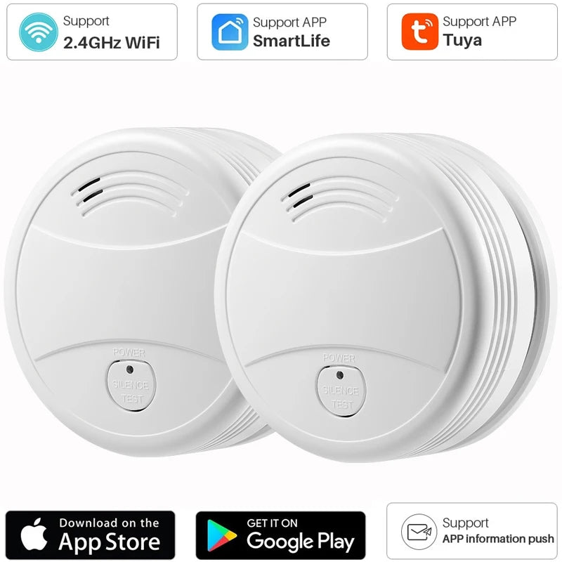 Tuya Smart Wifi Smoke Detector Sensor 80DB Alarm Fire Smoke Detector Wifi Fire Protection Home Security Alarm Smart Life APP