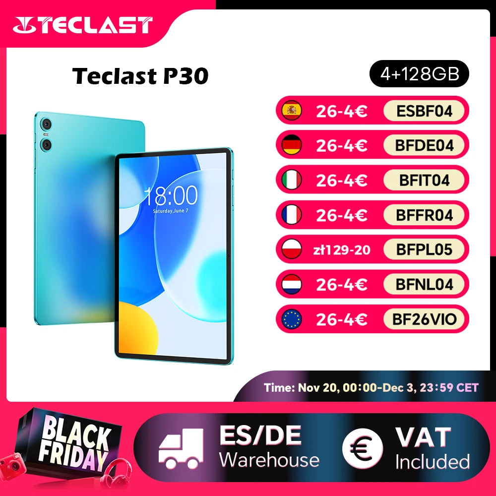 Teclast P30 Tablet Android 14 con Display IPS da 10,1"