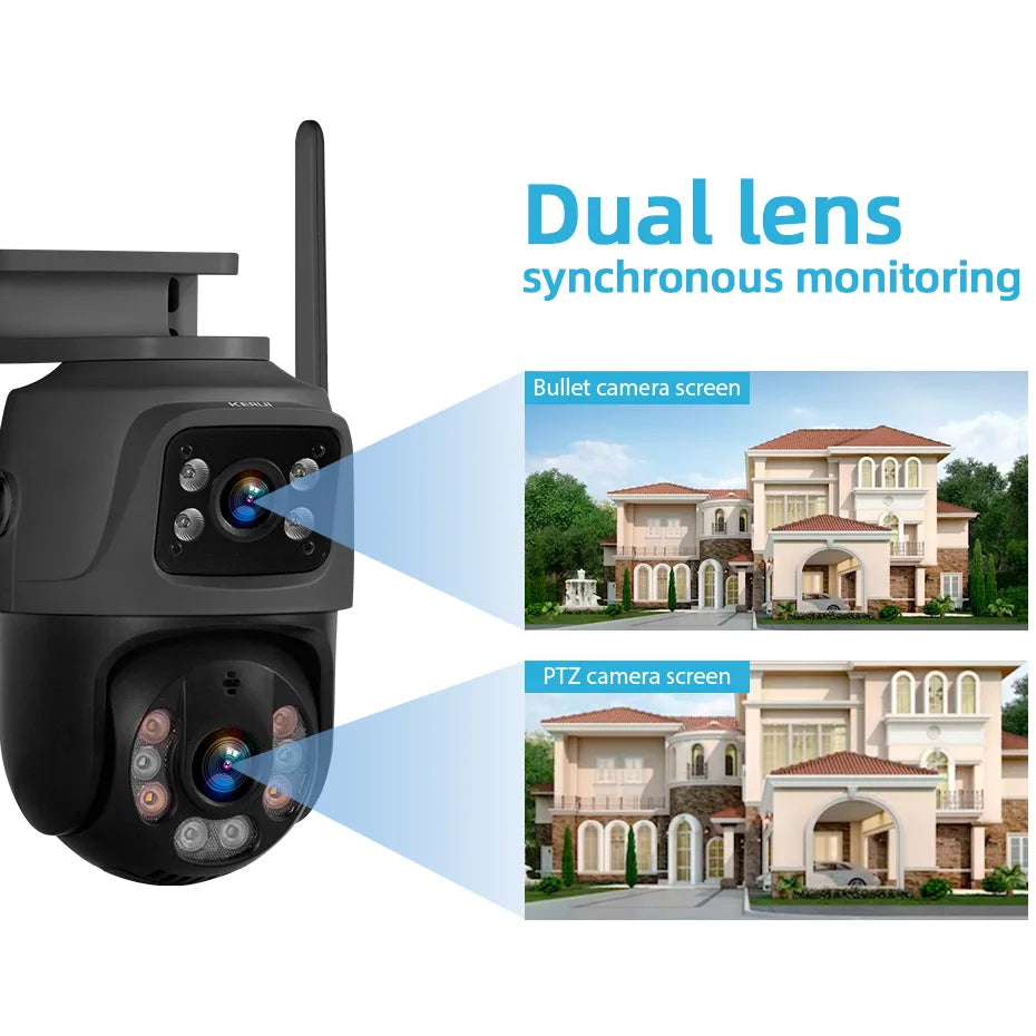 6MP Dual Lens WiFi PTZ Outdoor Security Camera with Human Detection