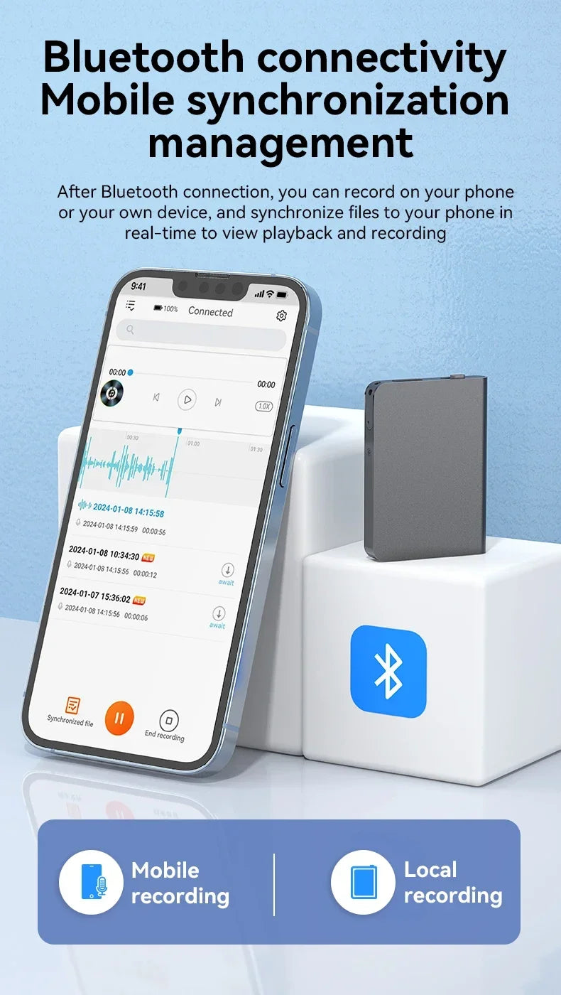 APP Mini Voice Recorder Activated Recording Micro Dictaphone Digital Audio Smart Recorder Noise Reduction Sound Recorder