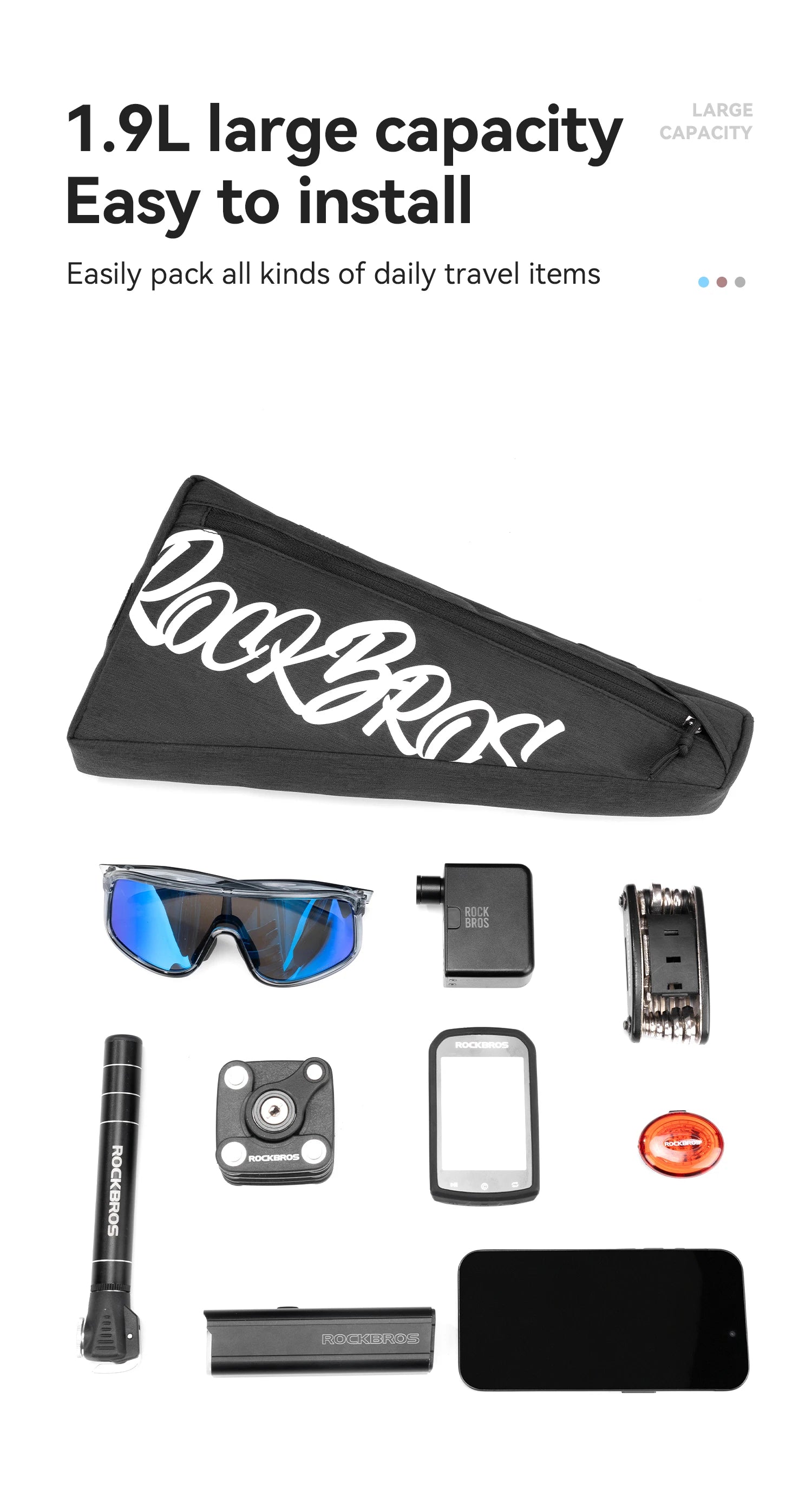 1.9L Waterproof Bicycle Triangle Frame Bag