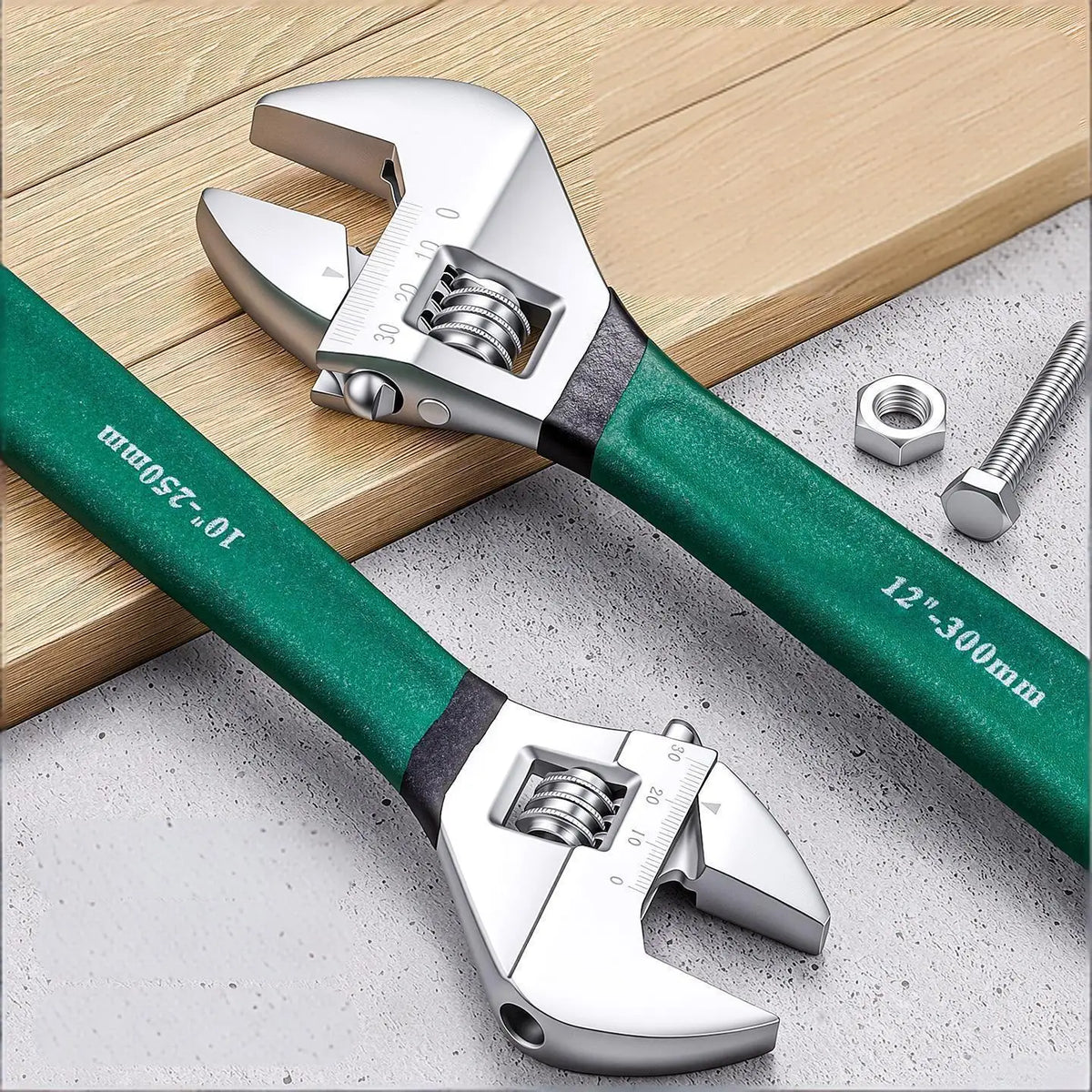 Carbon-Steel Adjustable Wrench - Size Options