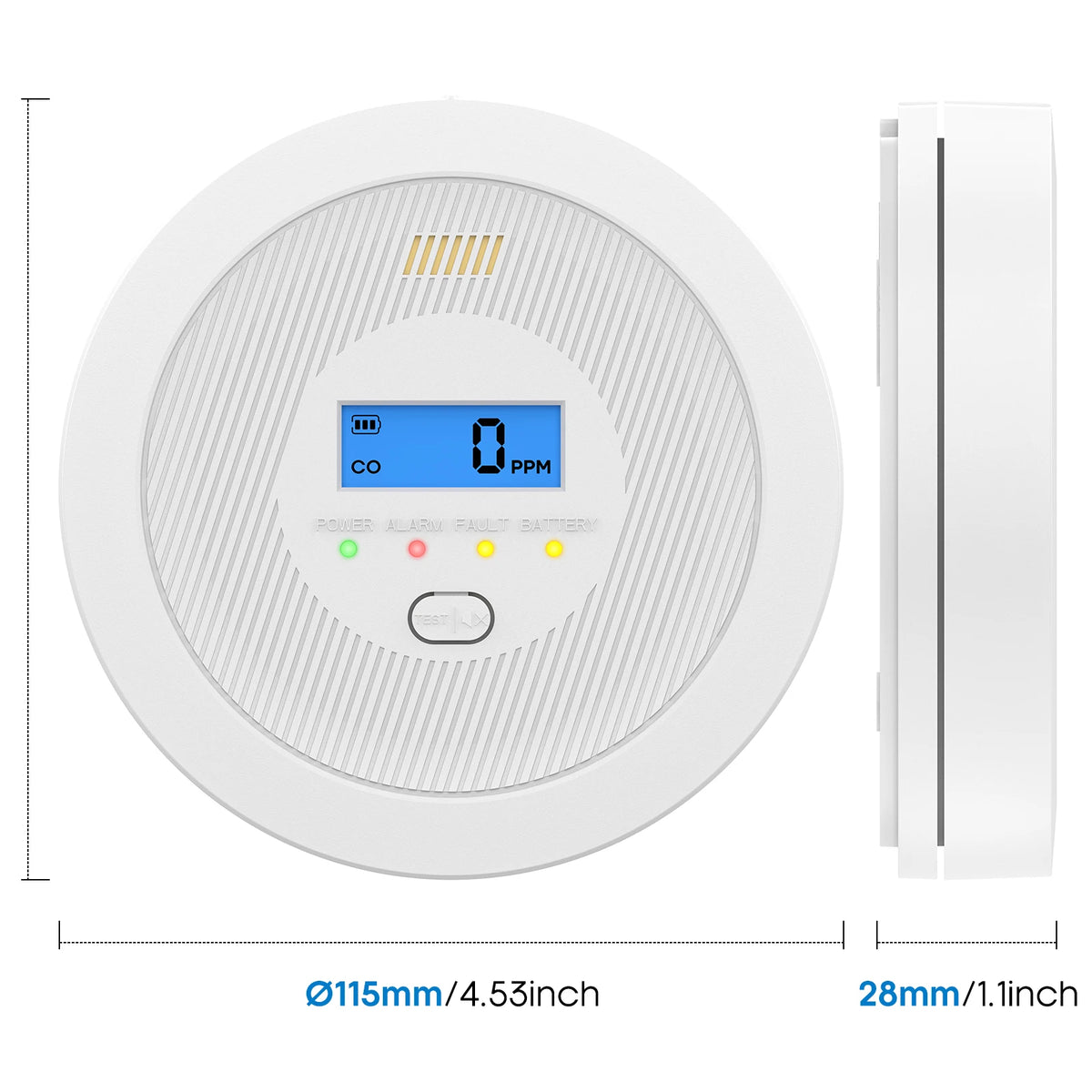 LCD Display Carbon Monoxide Alarm, 85dB CO Detector