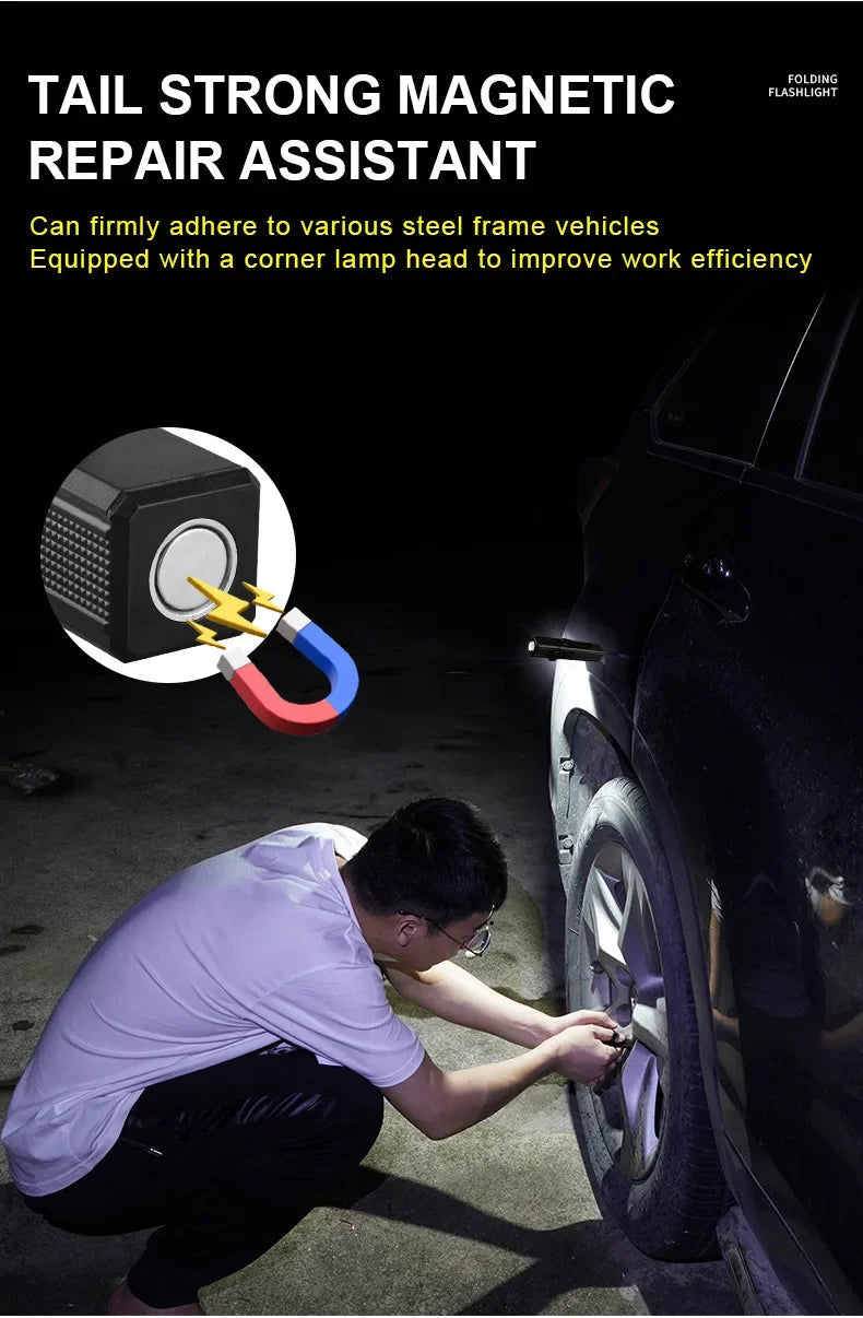 USB Rechargeable LED Work Light 1000 Lumens COB Lantern with Power Capacity Indicator Handled Flashlight for Outdoor Car Repair