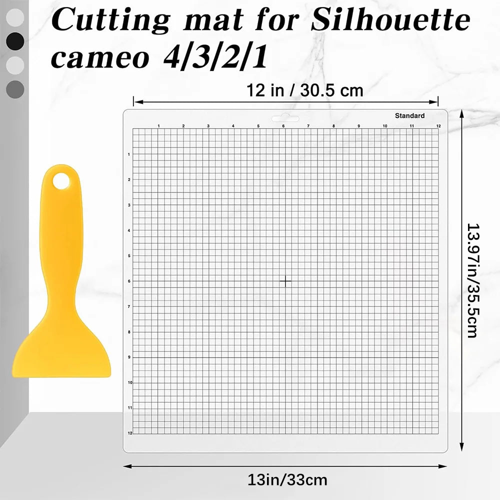 Standard-Grip Cameo Cutting Mats with Scraper, 3-Pack
